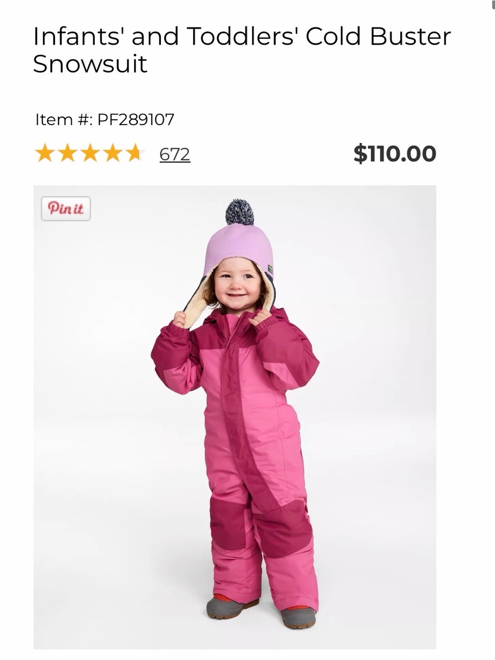 LL Bean Infants' and Toddlers' Cold Buster Snowsuit, 12-18m